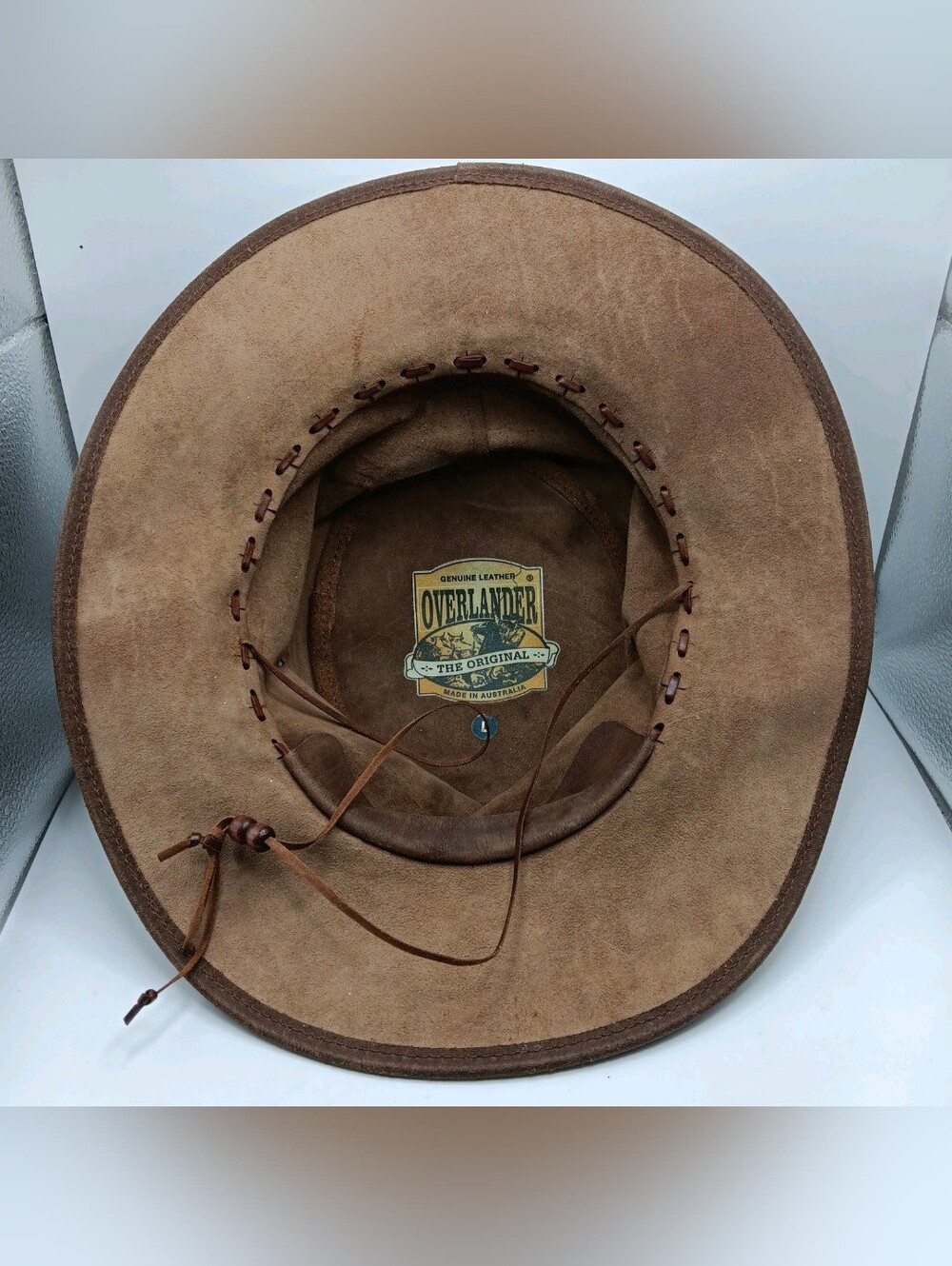 VTG OVERLANDER Mens Australian Outback Soft Leather Hat-Braided- Vented Holes